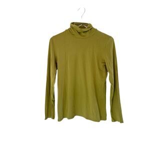 J. Jill Essential Turtleneck Shirt Green Long Sleeve Soft Basic Casual Medium